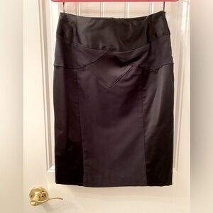NWOT Mango Suit Size 8 Black Pencil Skirt with Satin Panels Office
